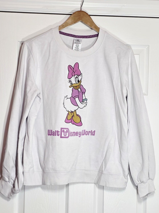 Disney Tops - Walt Disney World Daisy Duck White/Pink Sweatshirt Sz XL Cotton Polyester